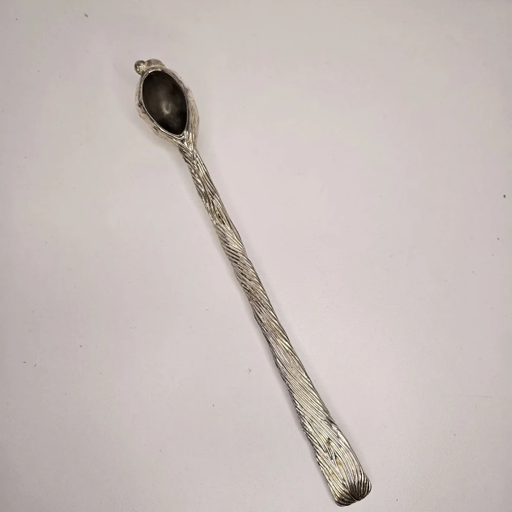 Vintage Silver Tone Metal Santa Claus Head Candle Snuffer 9.5